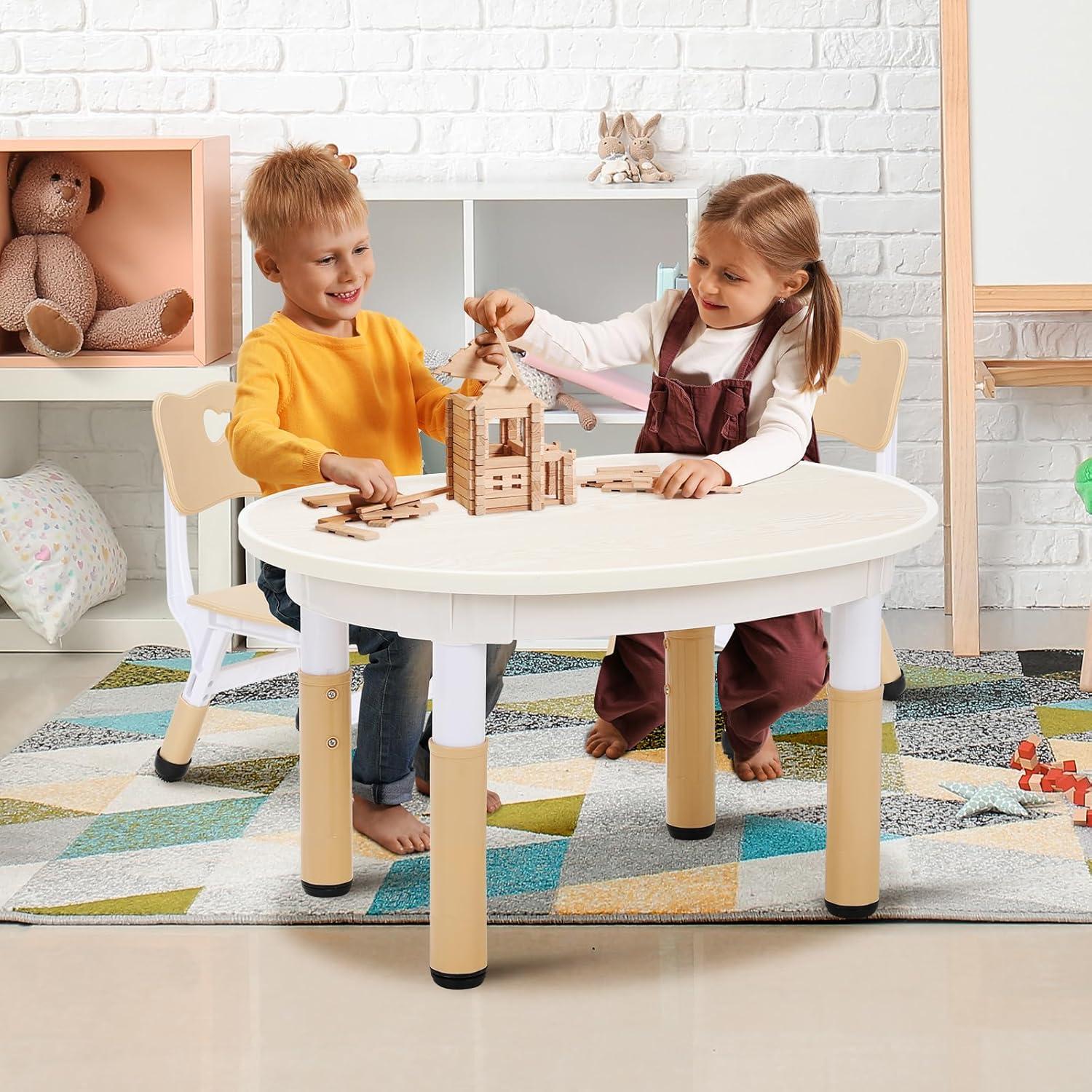 Kindertisch mit 2 Stühlen, Höhenverstellbar, Maltisch
