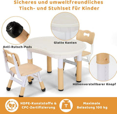 Höhenverstellbare Kindertisch mit 2 Stühlen Set