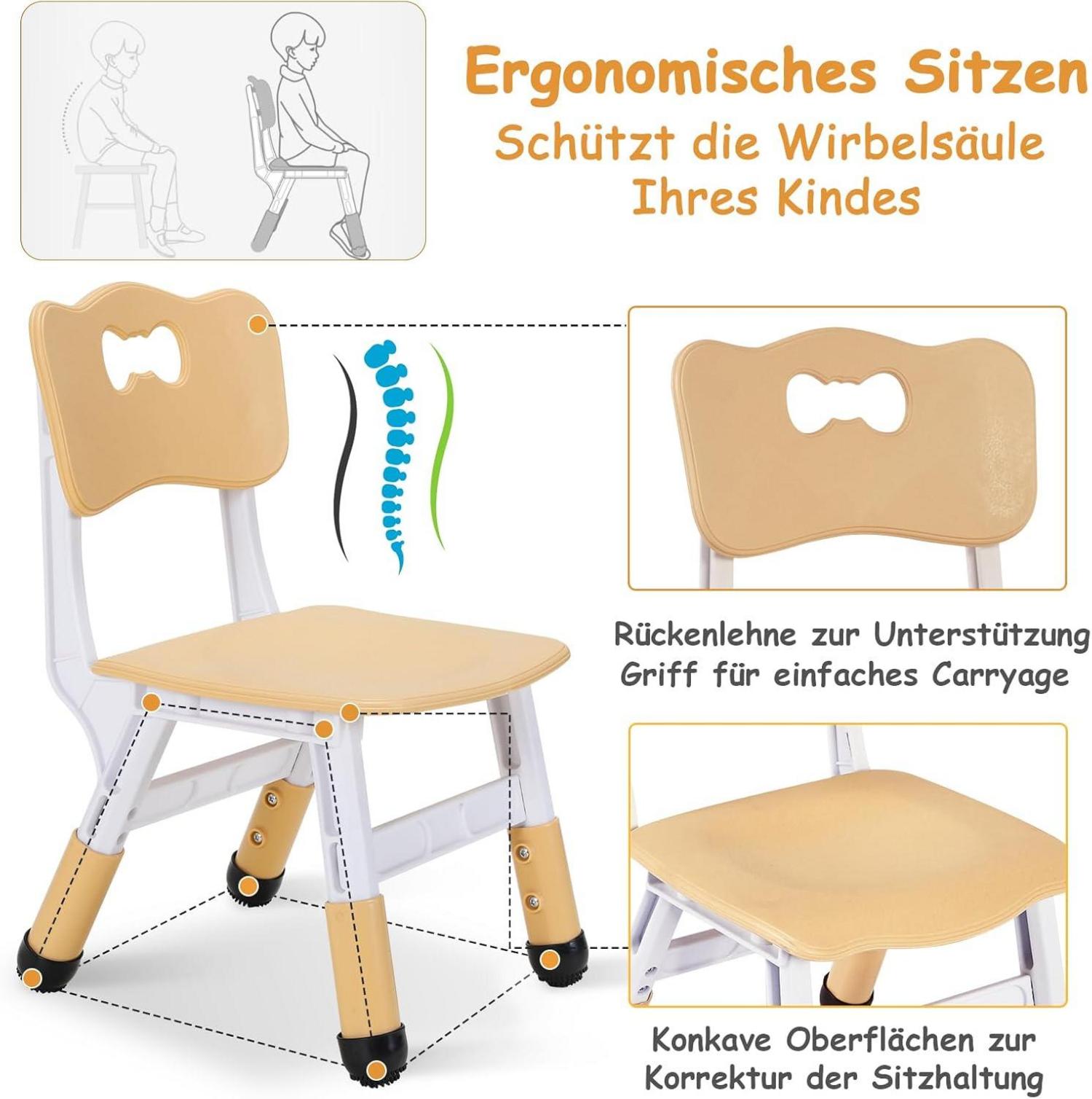 Kindertisch mit 2 Stühlen Höhenverstellbar Maltisch Set für Kinder