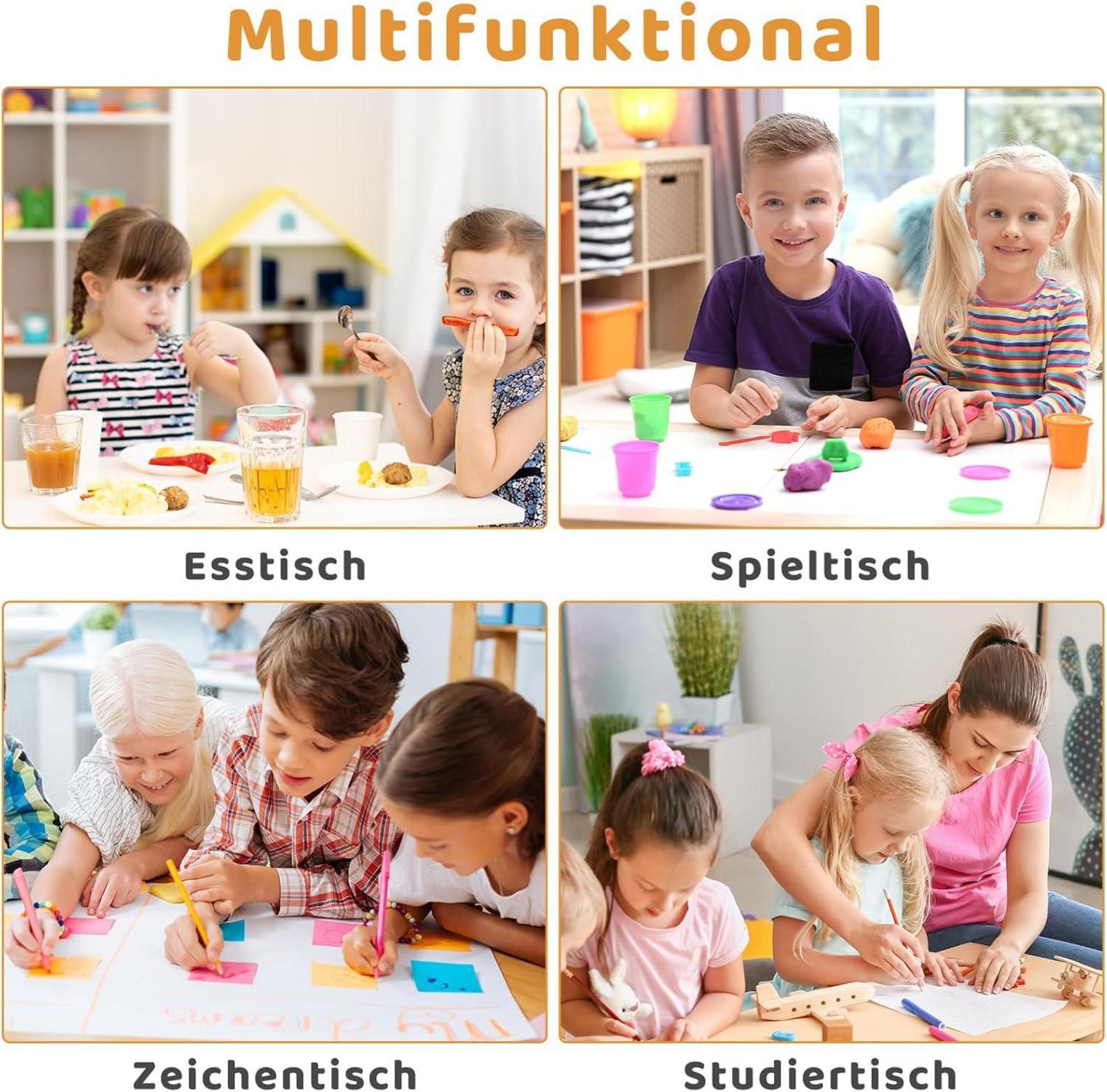 Kindertisch mit 2 Stühlen Höhenverstellbar Maltisch Set für Kinder