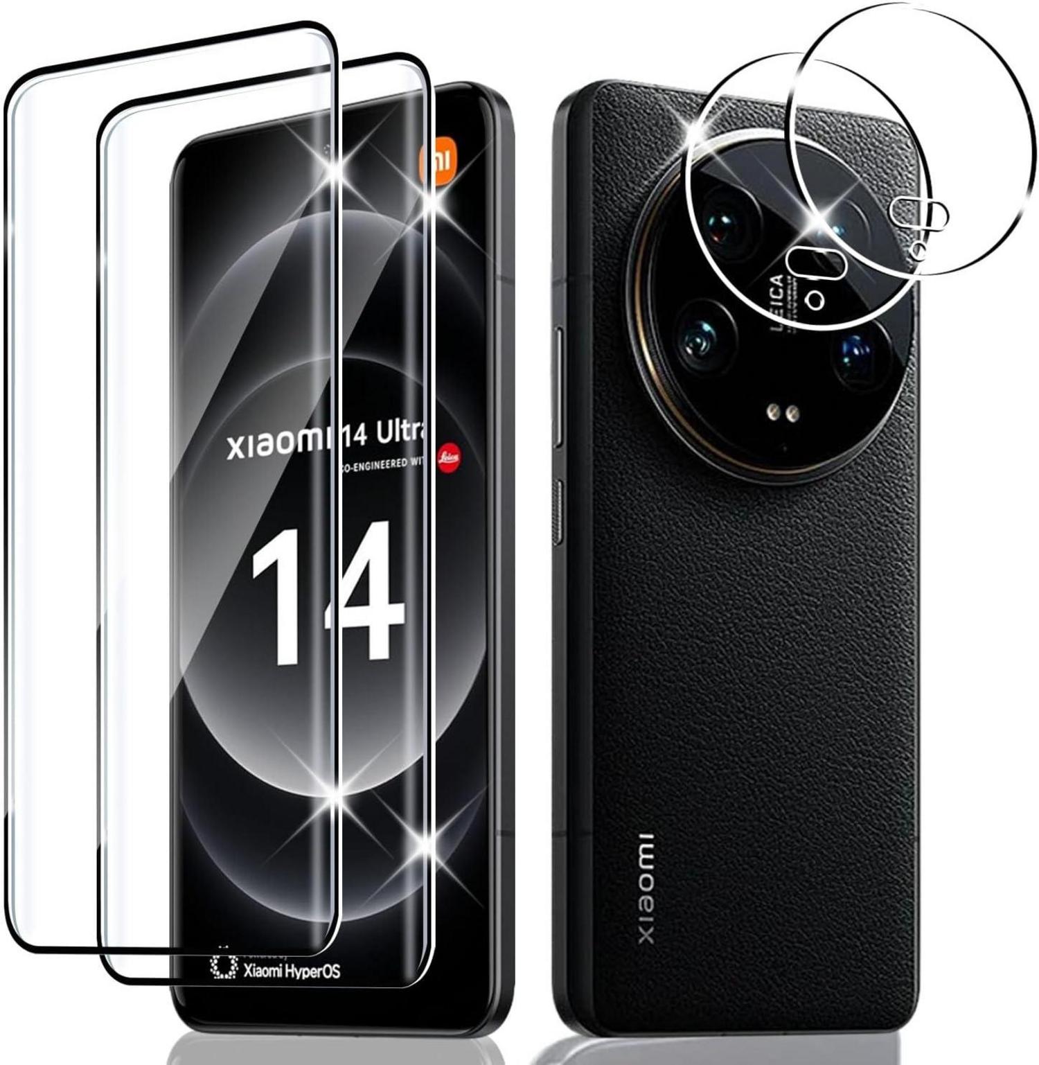 Schutzfolie Xiaomi Mi 14 Ultra Panzerglas 2er Set Kameraschutz HD 9H