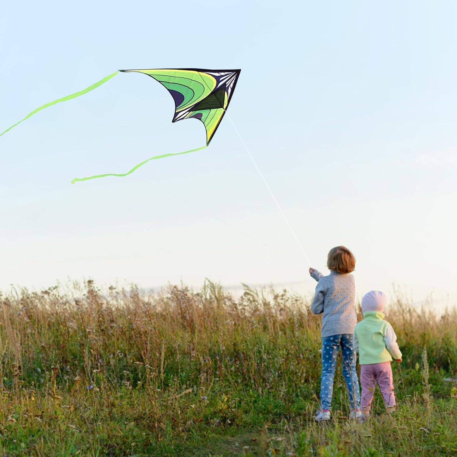 Simxkai Delta Kite for Kids and Adults Easy to Fly Green