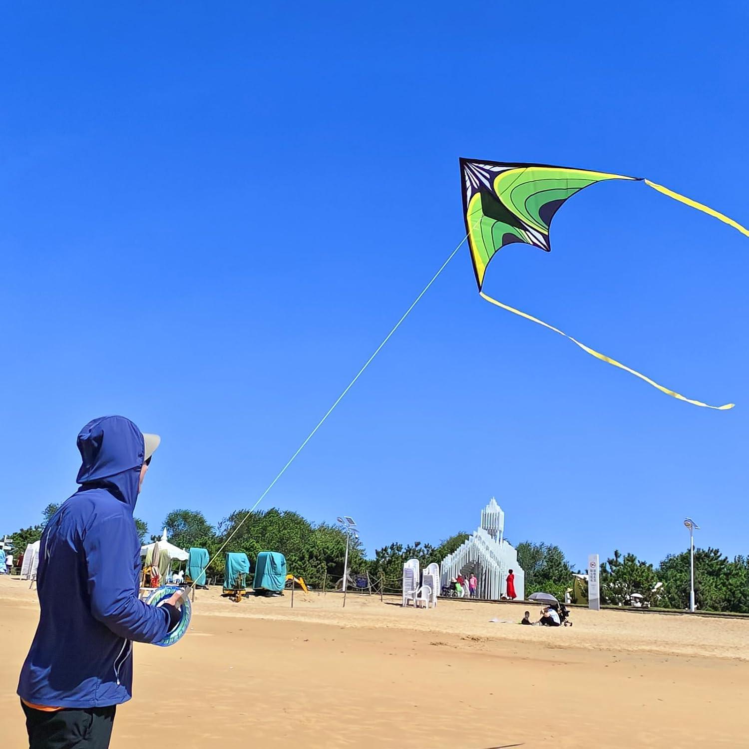 Simxkai Green Delta Kite 150 cm Kids Adults Easy Fly[Any other relavant keywords