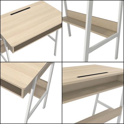 Weißer Computertisch 80 cm Stauraum Holz Gaming Eckschreibtisch