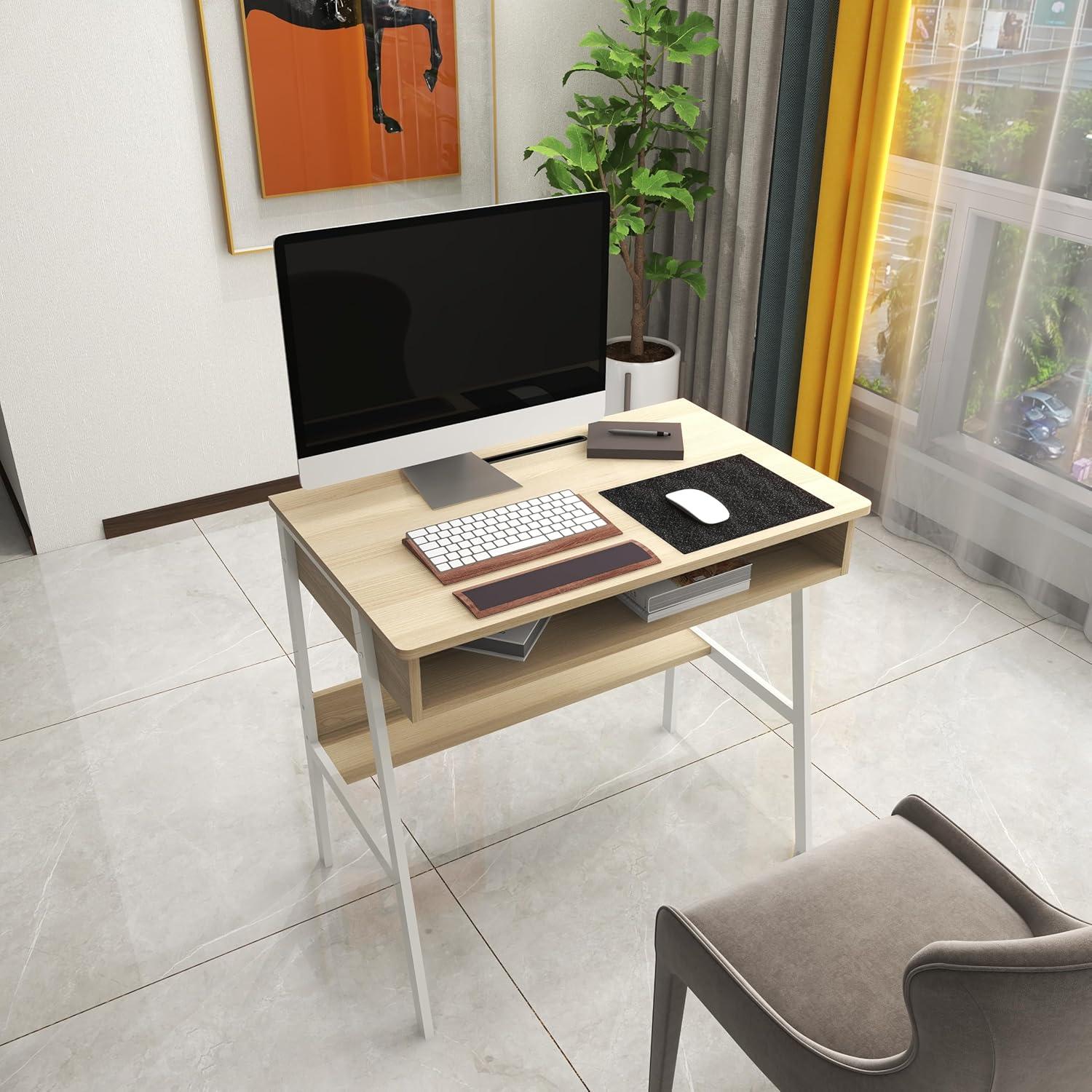 Computertisch Kleiner Schreibtisch mit Stauraum 80 cm Holz Gaming
