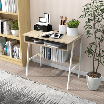 DEILALY Kleiner Computertisch 80 cm mit Stauraum - Holztisch Gaming Eckschreibtisch