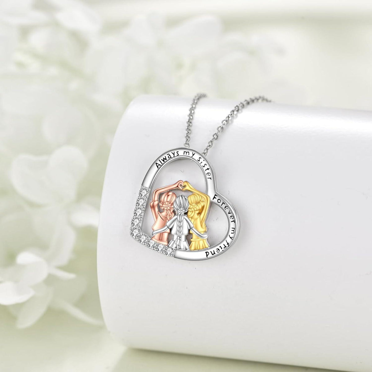 Schwestern Halskette "Always My Sister Forever My Friend" 925 Sterlingsilber
