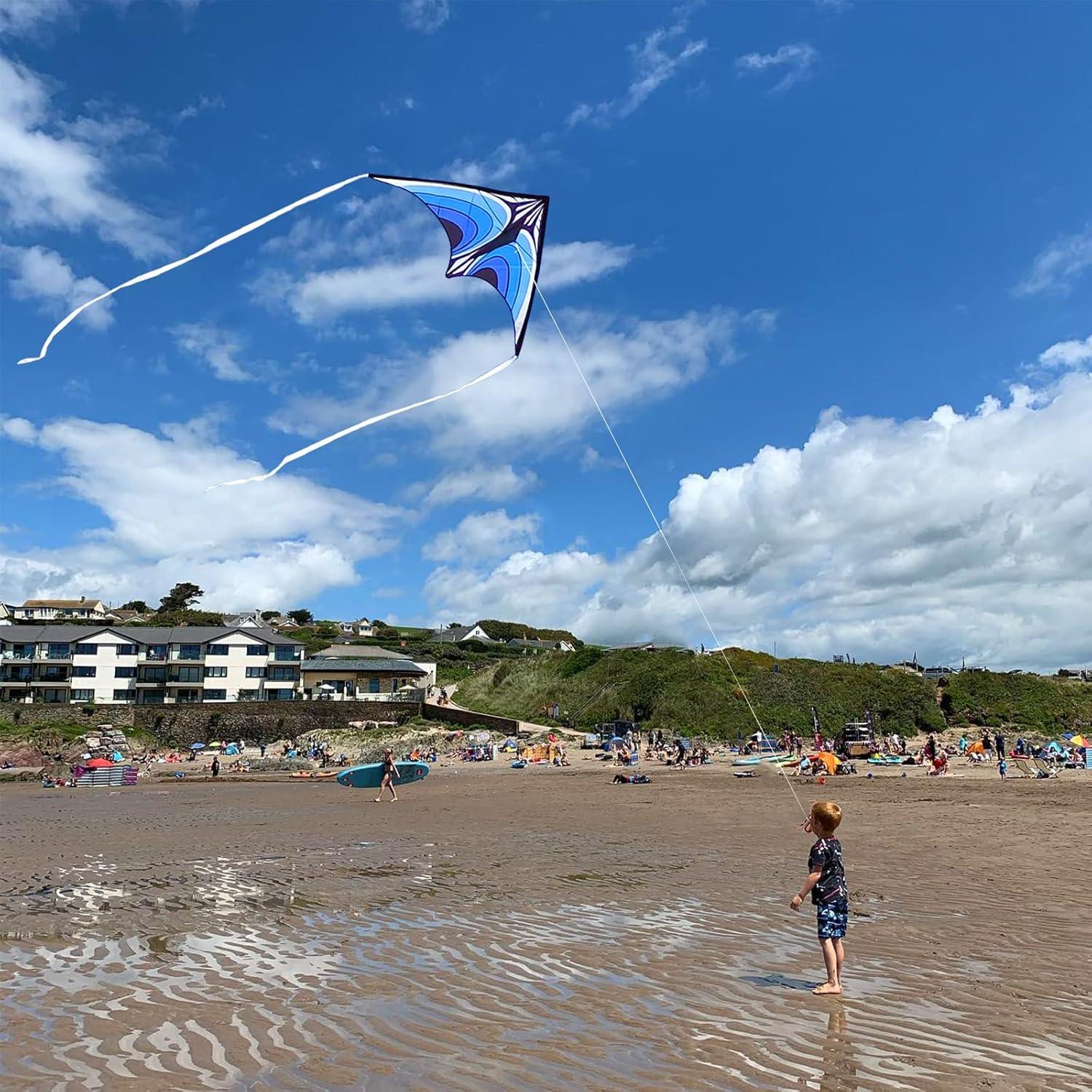 Simxkai Delta Kite for Kids Adults Easy to Fly Blau 150 cm
