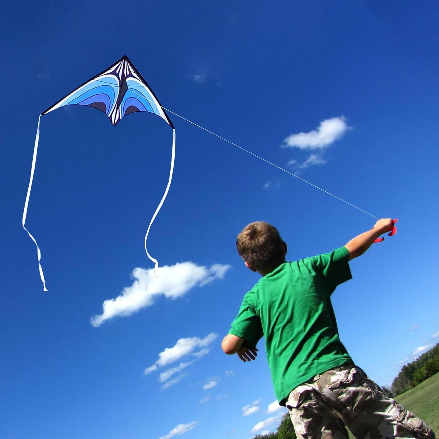 Simxkai Delta Kite, Easy to Fly, 150cm, Blue, Travel Size