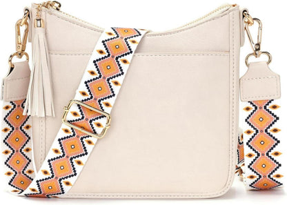 Kleine Crossbody Umhängetasche mit RFID-Blockierung Beige