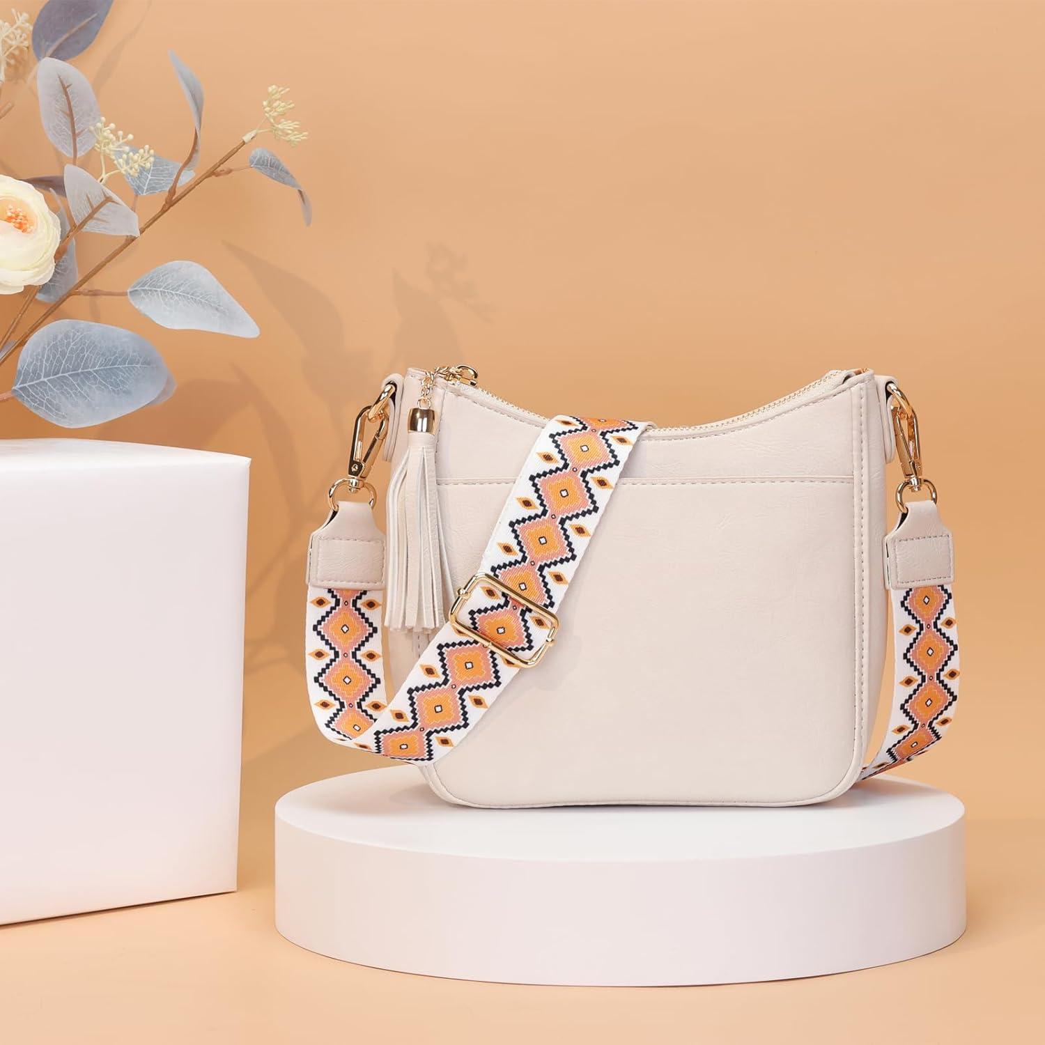 Kleine Damen Umhängetasche Crossbody Bag Handytasche Beige