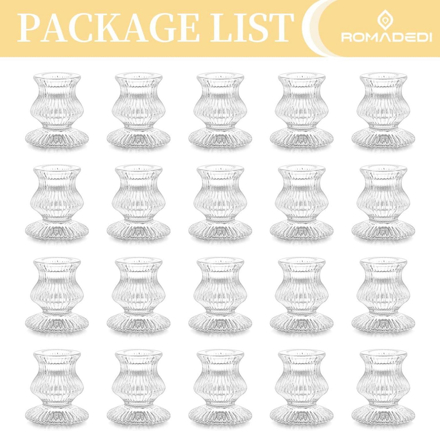 Glas Kerzenständer 20er Set Hochzeit Tischdeko Transparent