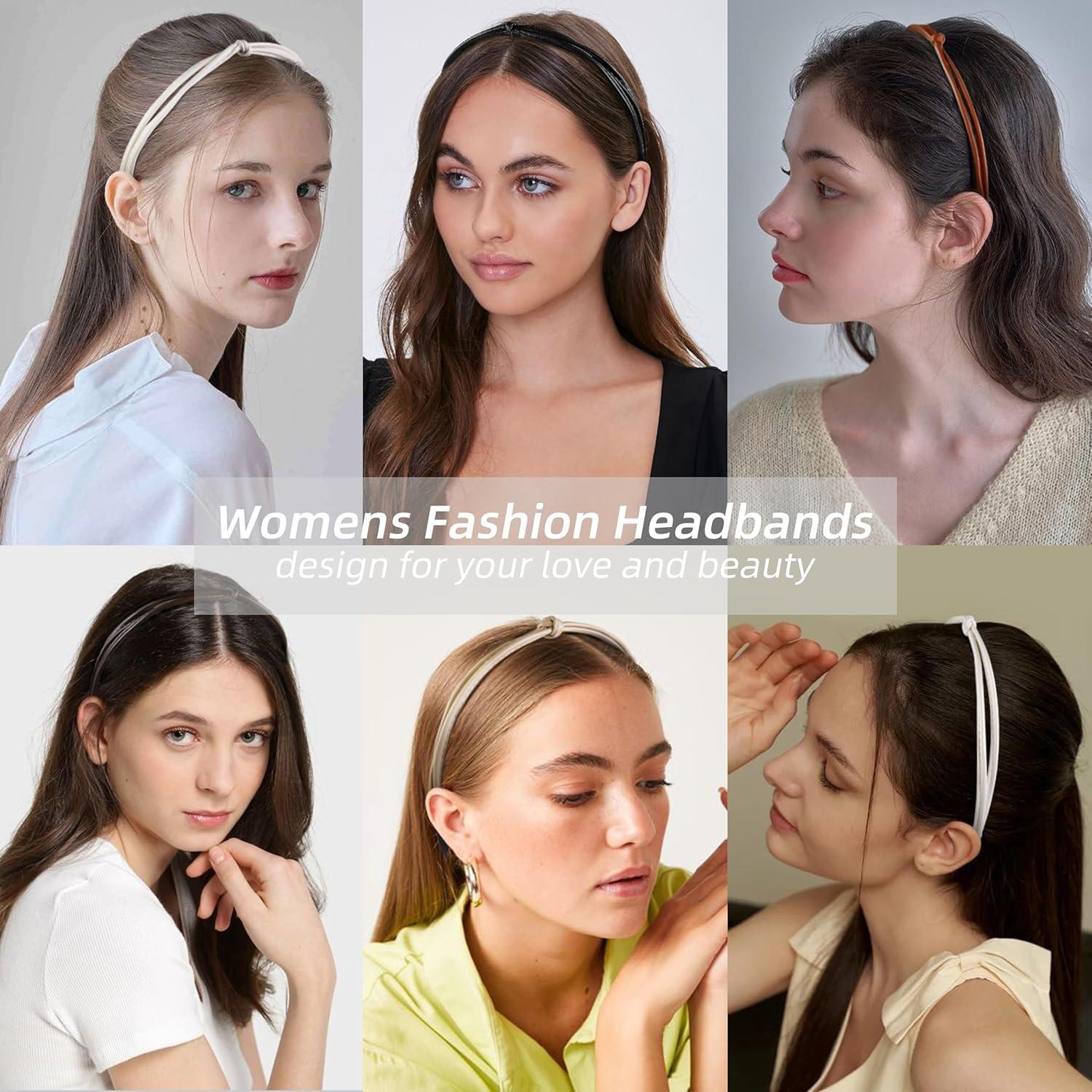 Damen Haarreifen Set Knoten Stirnband Schwarz Braun Weiß 5 Stück