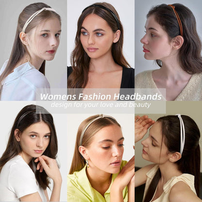 Damen Haarreifen Set Knoten Stirnband Schwarz Braun Weiß 5 Stück