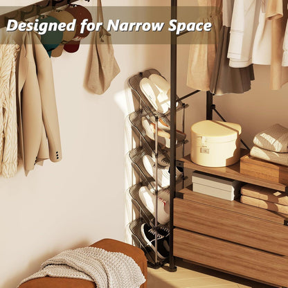 Schuhregal Schmal mit 5 Ebenen - Platzsparend Schräg