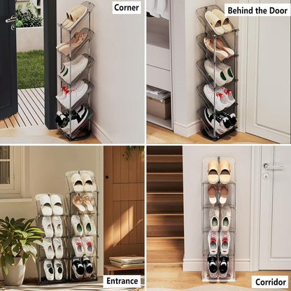 Schuhregal Schmal mit 5 Ebenen - Platzsparend Schräg