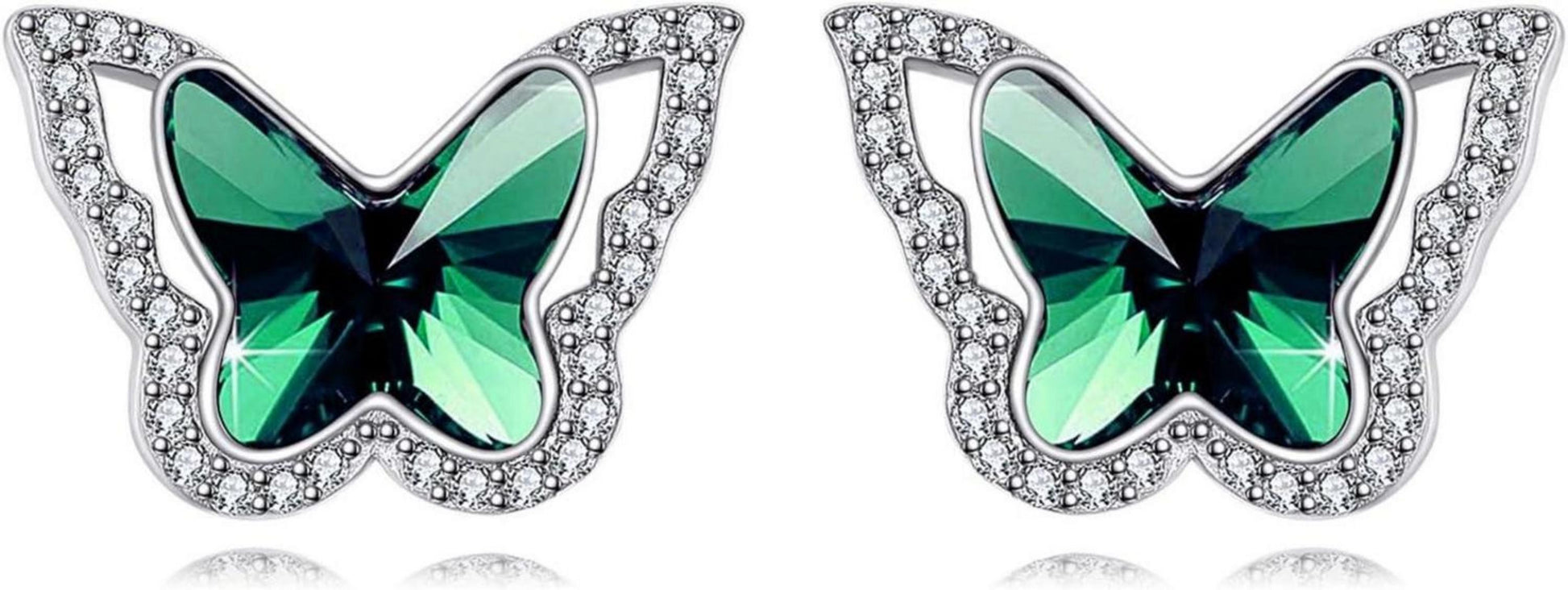 Schmetterlings-Kristall-Ohrstecker Sterling Silber Birthstone
