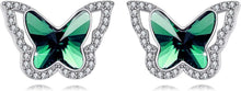Schmetterlings-Kristall-Ohrstecker Sterling Silber Birthstone