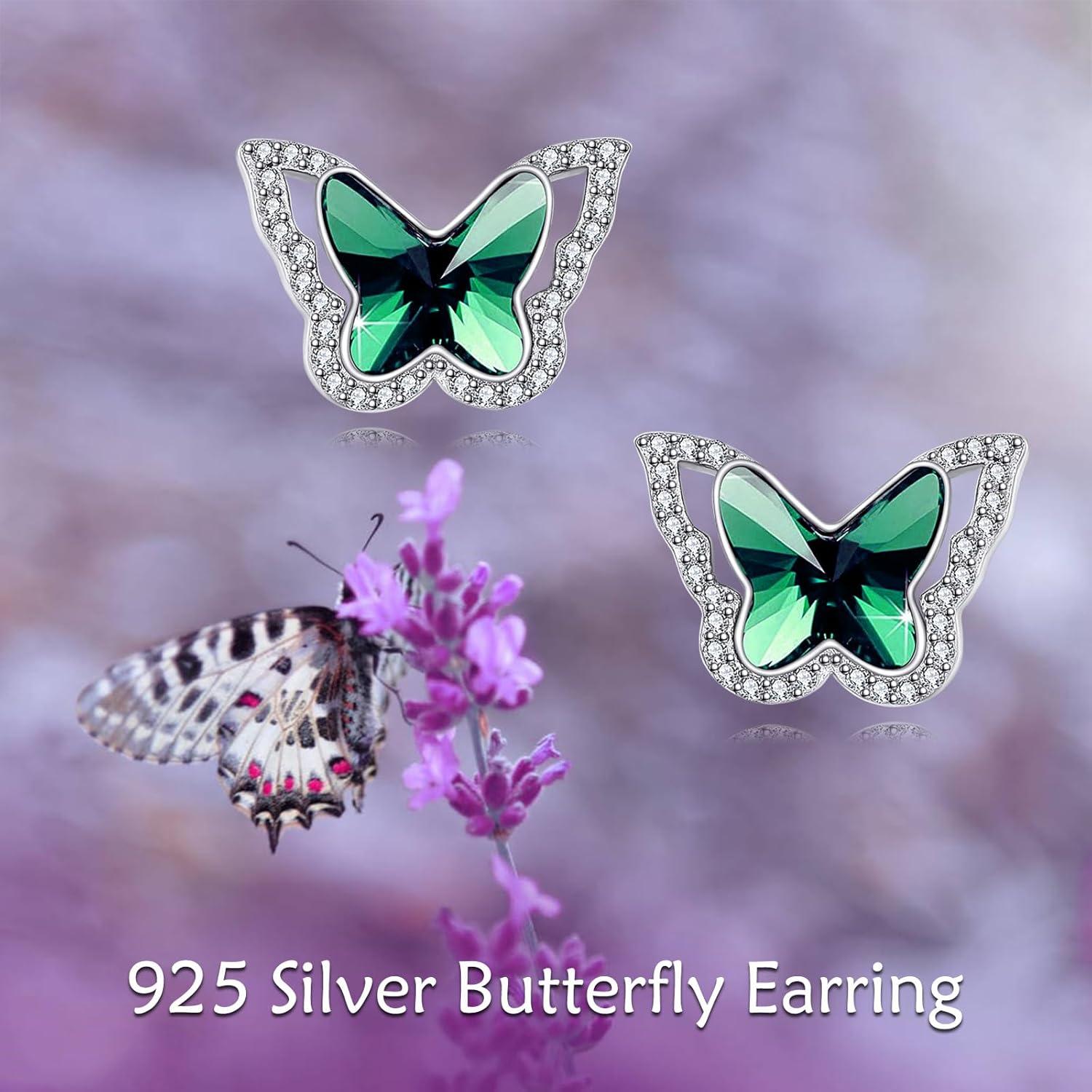 Schmetterlings Ohrringe Sterling Silber Birthstone Ohrstecker
