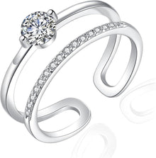 Silber Zirkonia Doppelring verstellbar 925 Sterling Silber Wickelring