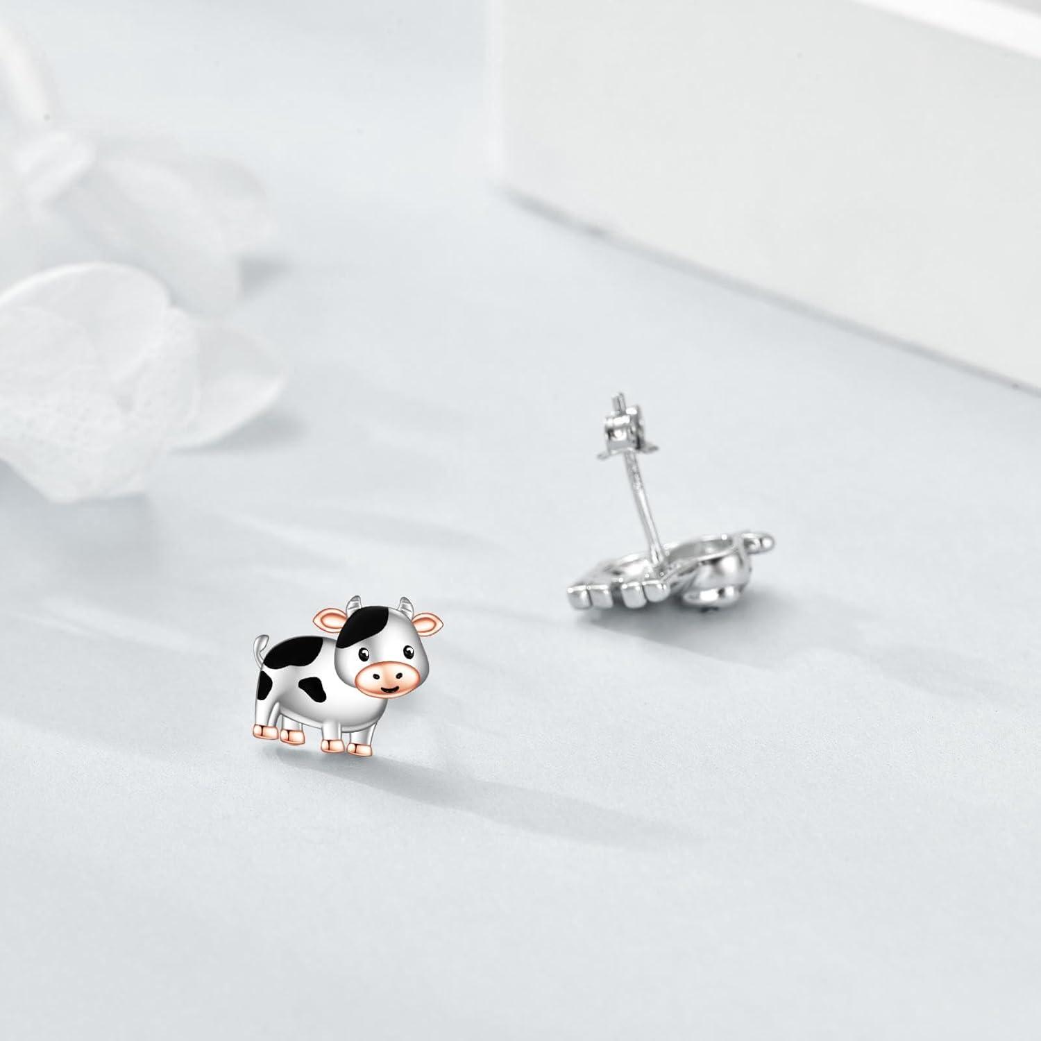 925 Sterling Silber Kuh Ohrstecker Tier Ohrringe Mädchen Damen