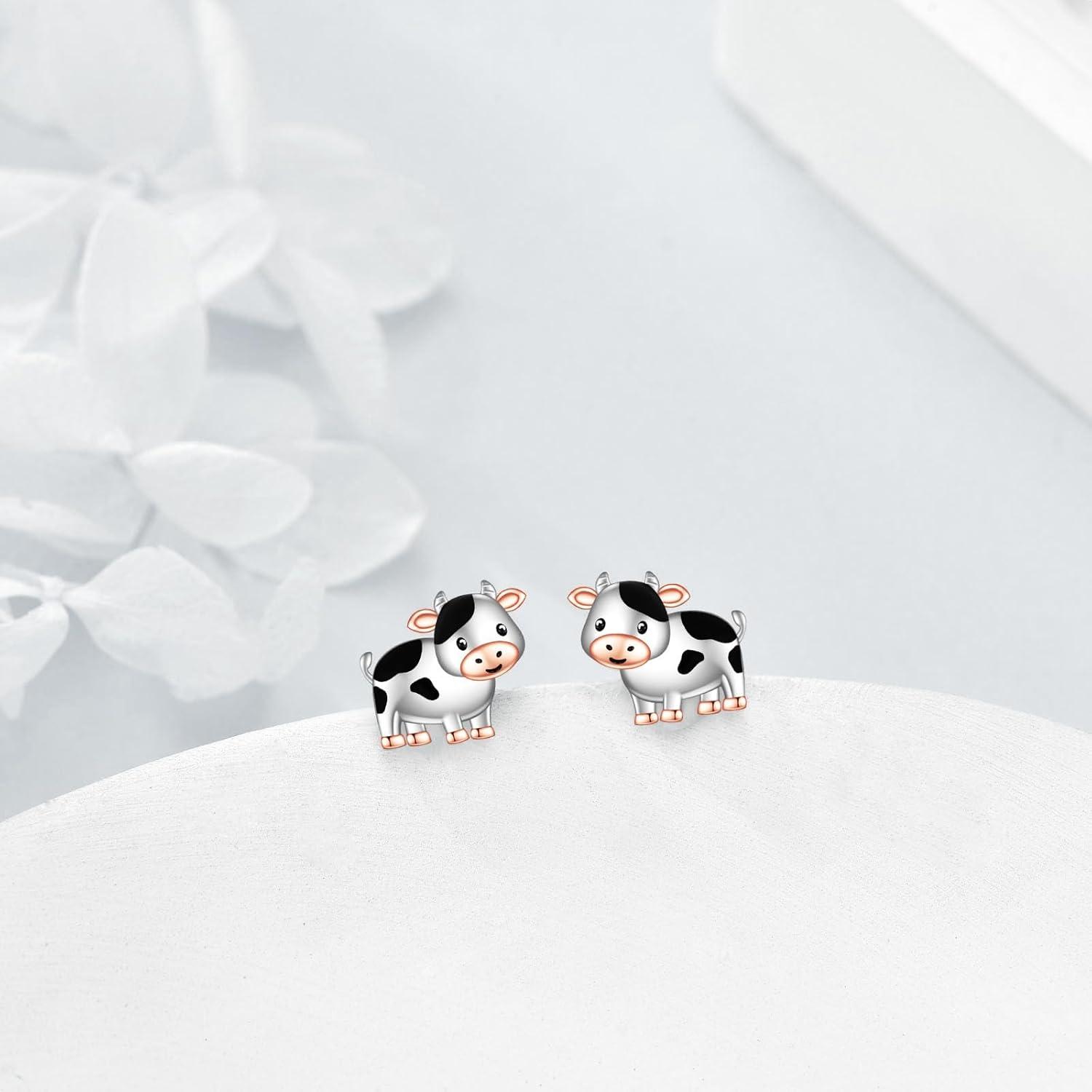 VONALA Kuh Ohrstecker 925 Sterling Silber Mädchen Damen Tierschmuck Geburtstag