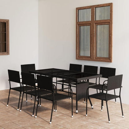 Garten Essgruppe für 8 Personen, Poly Rattan Schwarz