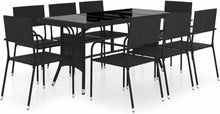 Garten Essgruppe 8 Personen Set Schwarz Rattan Terassenmöbel