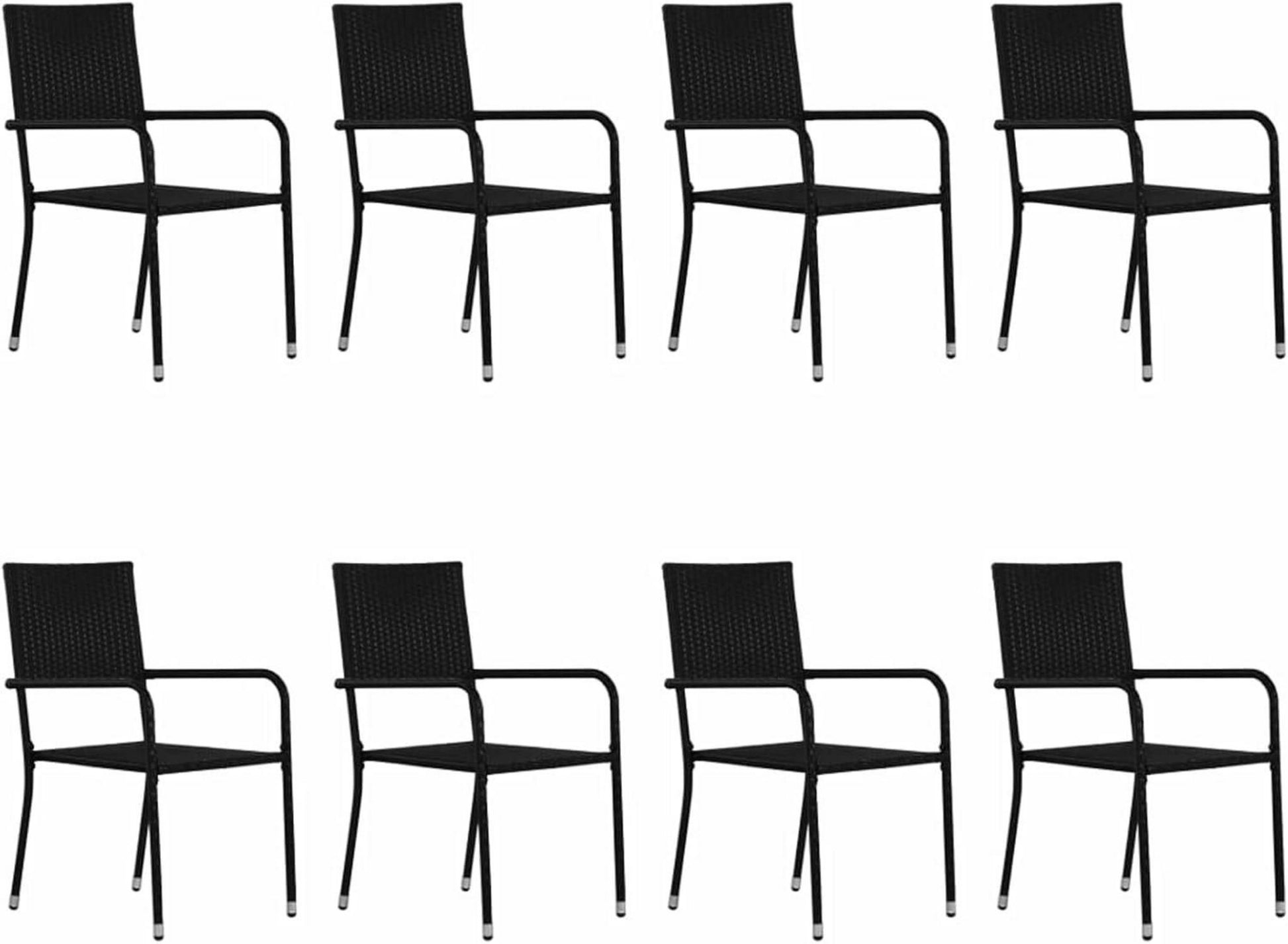 Garten Essgruppe für 8 Personen, Poly Rattan Schwarz