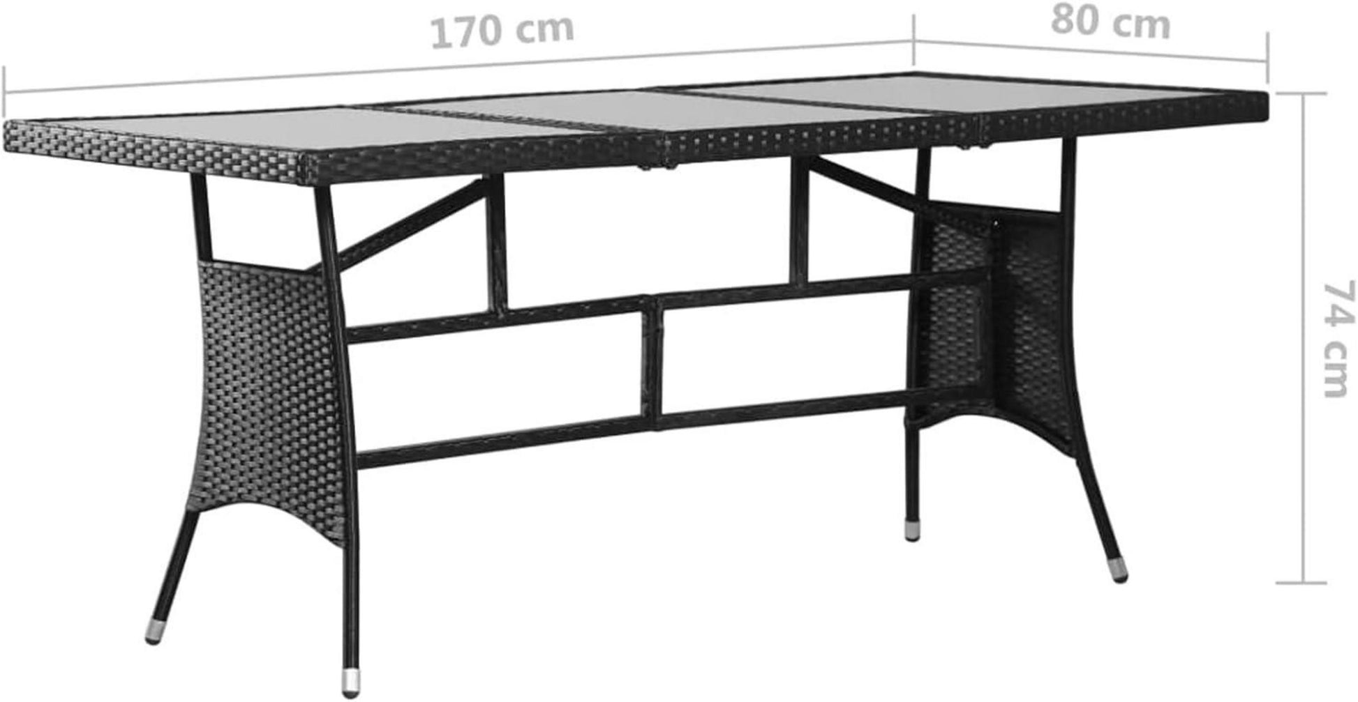 Essgruppe 8 Personen Poly Rattan Schwarz, Gartenmöbel Set mit Tisch