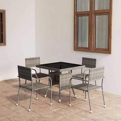 Gartenmöbel Set 5-TLG. Essgruppe Rattan Grau Terrasse