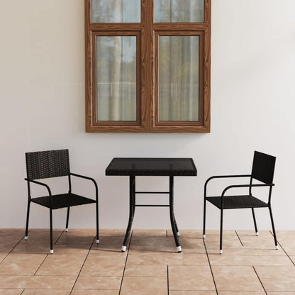 Gartenmöbel Set 2 Personen Rattan Tisch Stuhl Schwarz