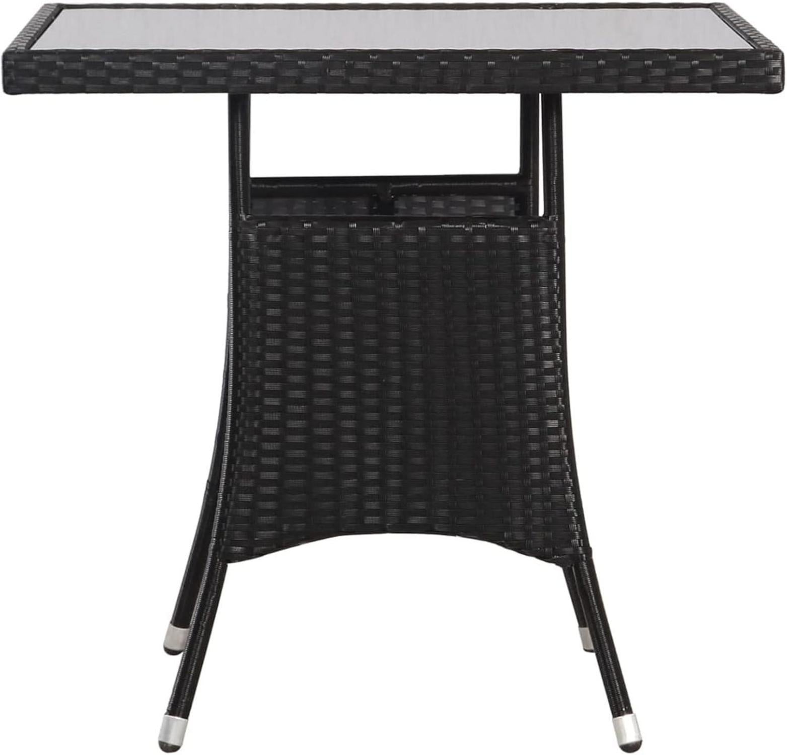 3-TLG. Garten Essgruppe 2 Personen Schwarz Poly Rattan