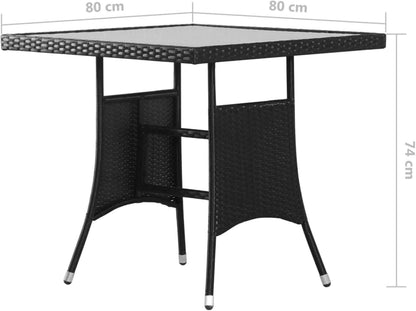 2 Personen Garten Essgruppe Poly Rattan Gartenmöbel Set mit Glas Tisch