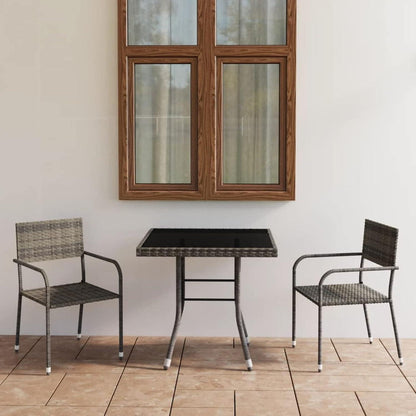 Garten Essgruppe 2 Personen Poly Rattan Anthrazit Grau