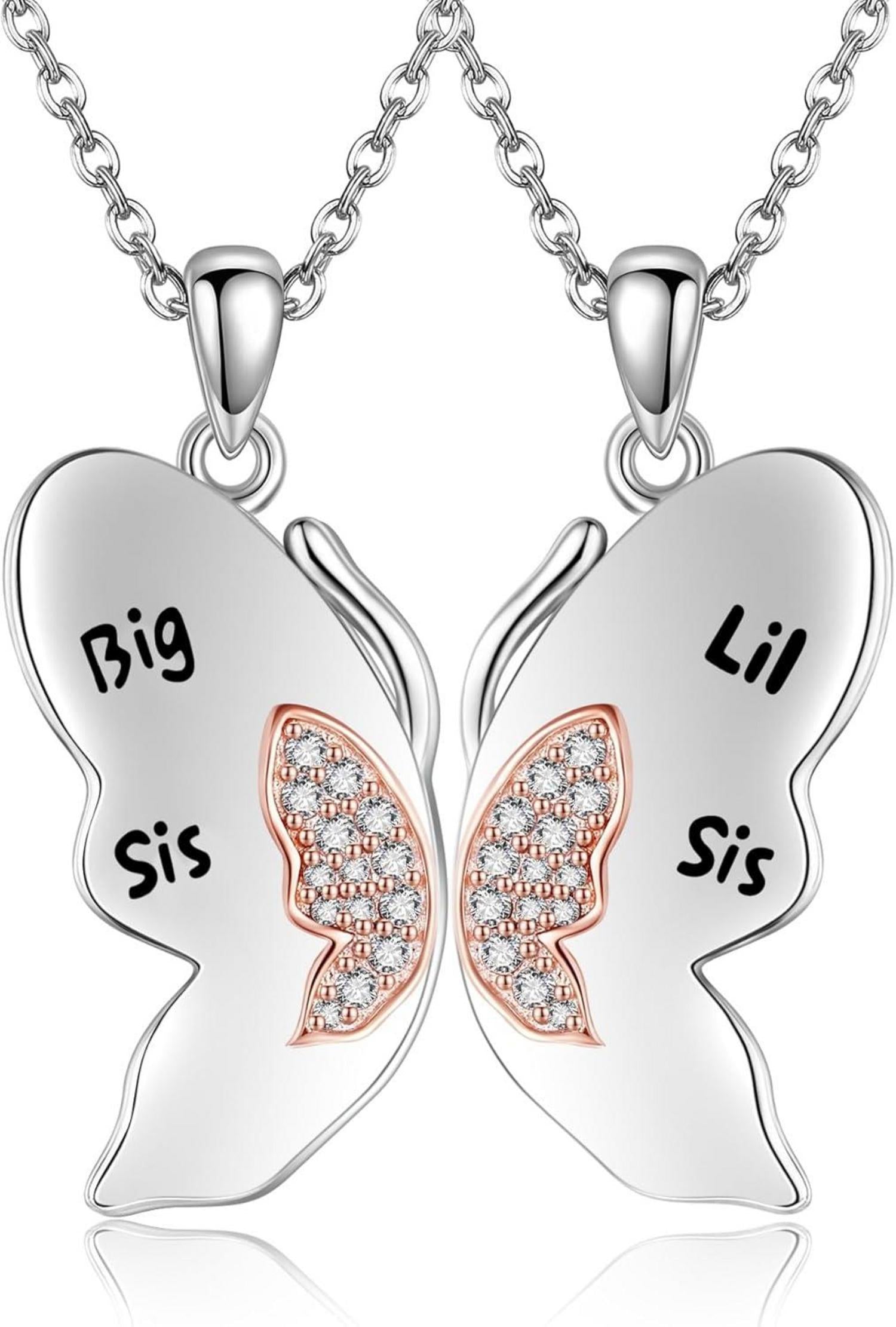 925 Sterling Silber Schwester Halskette Yin Yang Anhänger Set