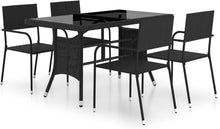 Gartenmöbel Set 5-tlg. Poly Rattan Schwarz, Essgruppe 4