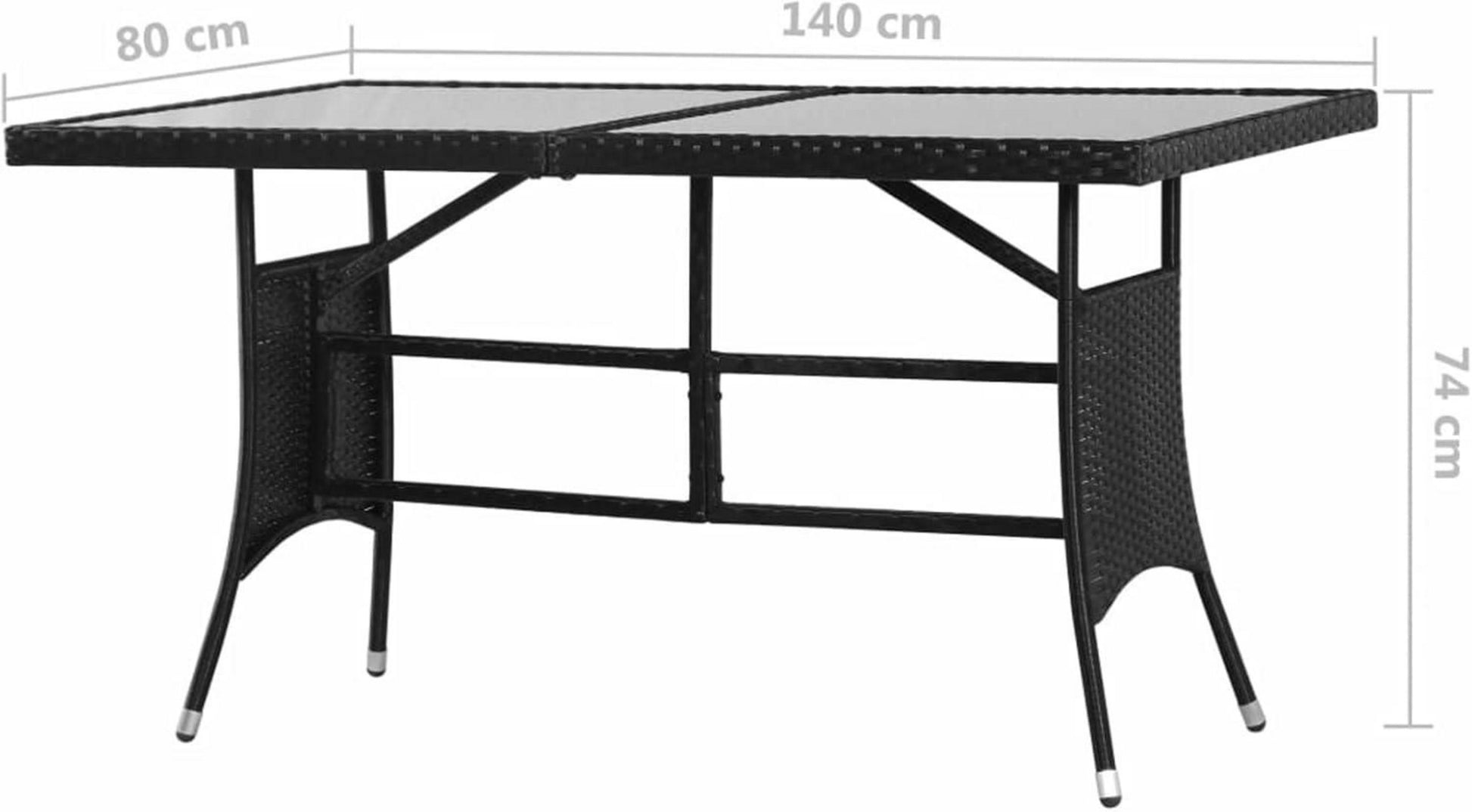 Garten Essgruppe 5-TLG. für 4 Personen, Poly Rattan Schwarz