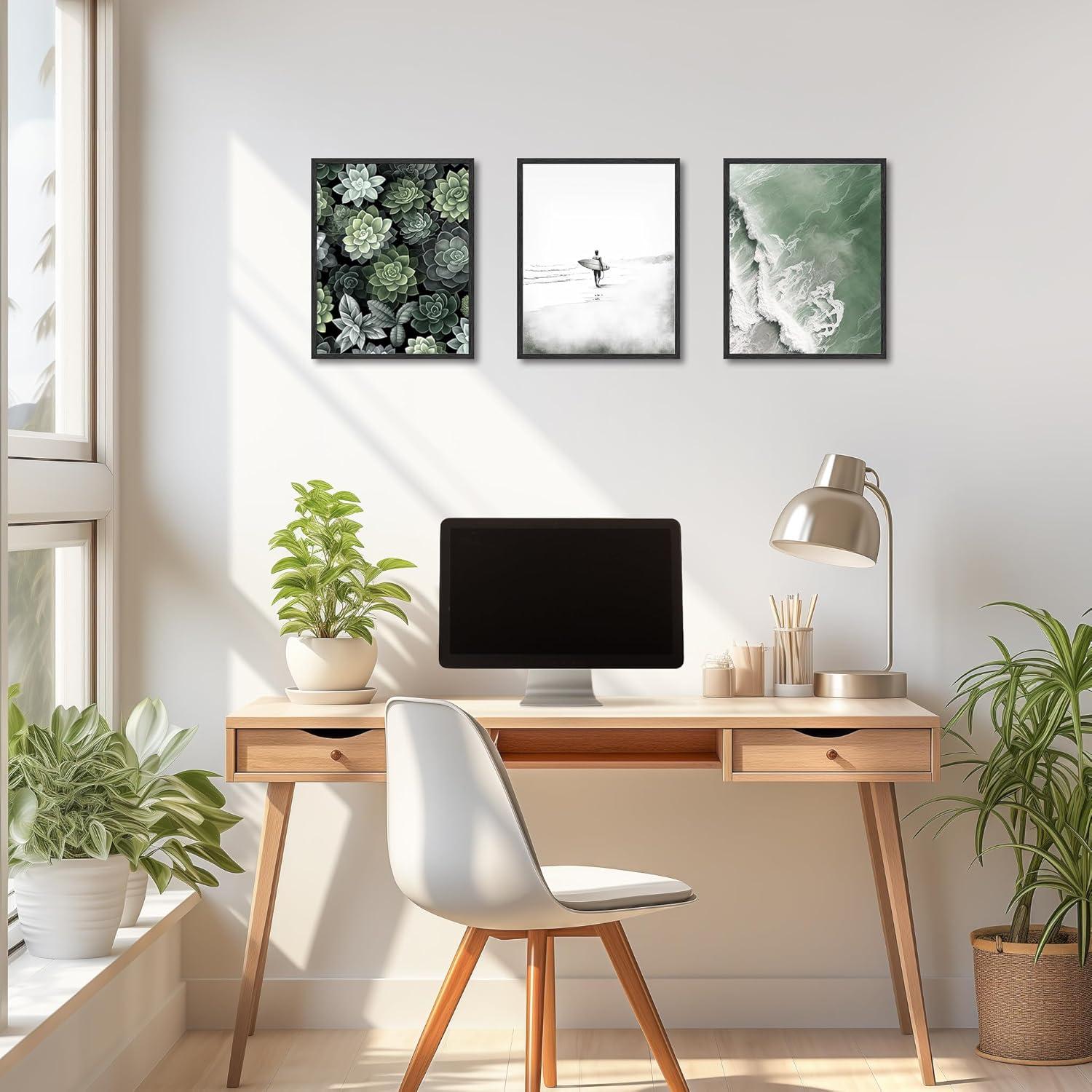 6er Set Strand Wandbilder Salbei Grün Botanische Drucke 20x25cm - Ohne Rahmen