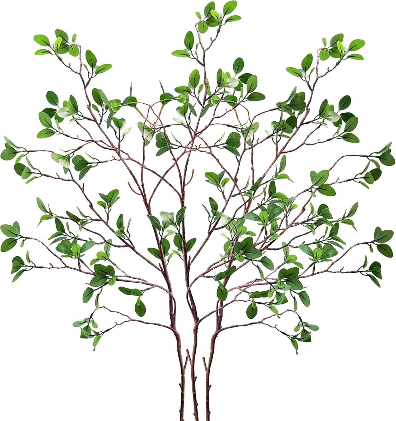 Künstliche Ficus Zweige 110 cm 3 Stück Grün Dekozweige für Hochzeit