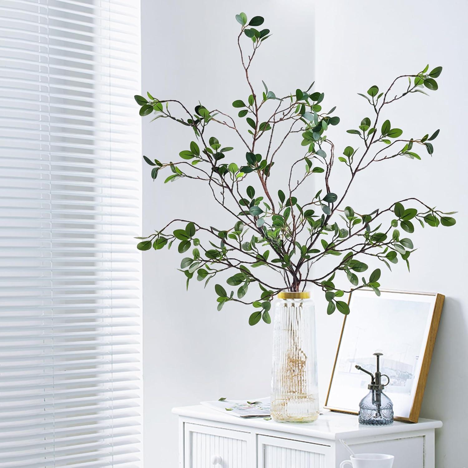 Künstliche Ficus Zweige 3 Stück 110cm Grün Deko Hochzeit Vasen