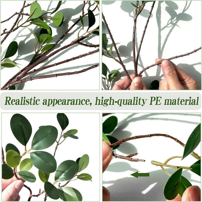 Künstliche Ficus Zweige 3 Stück 110cm Grün Deko Hochzeit Vasen