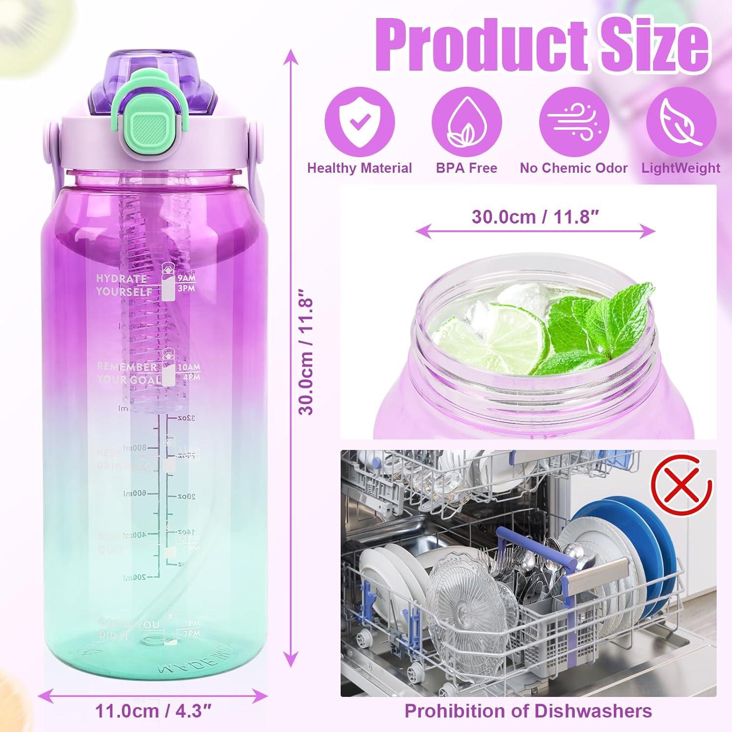 Trinkflasche 2L mit Strohhalm und