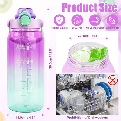 Trinkflasche 2L mit Strohhalm und