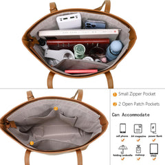 MORGLOVE Damen Handtasche Weiches Leder Groß Tote Schule Arbeit Tasche Braunes Modedesign