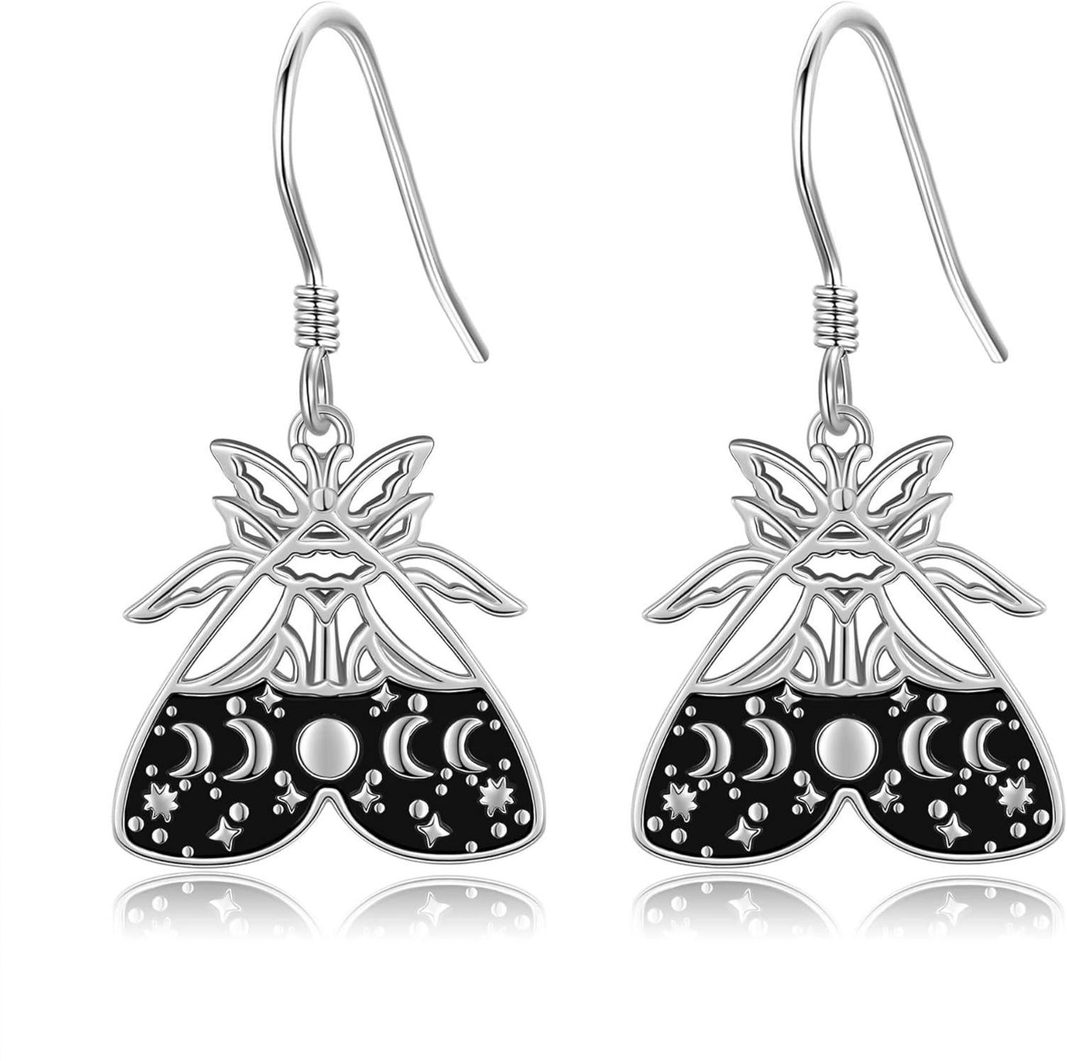 925 Sterling Silber Luna Motten Dangle Ohrringe für Frauen - Mond