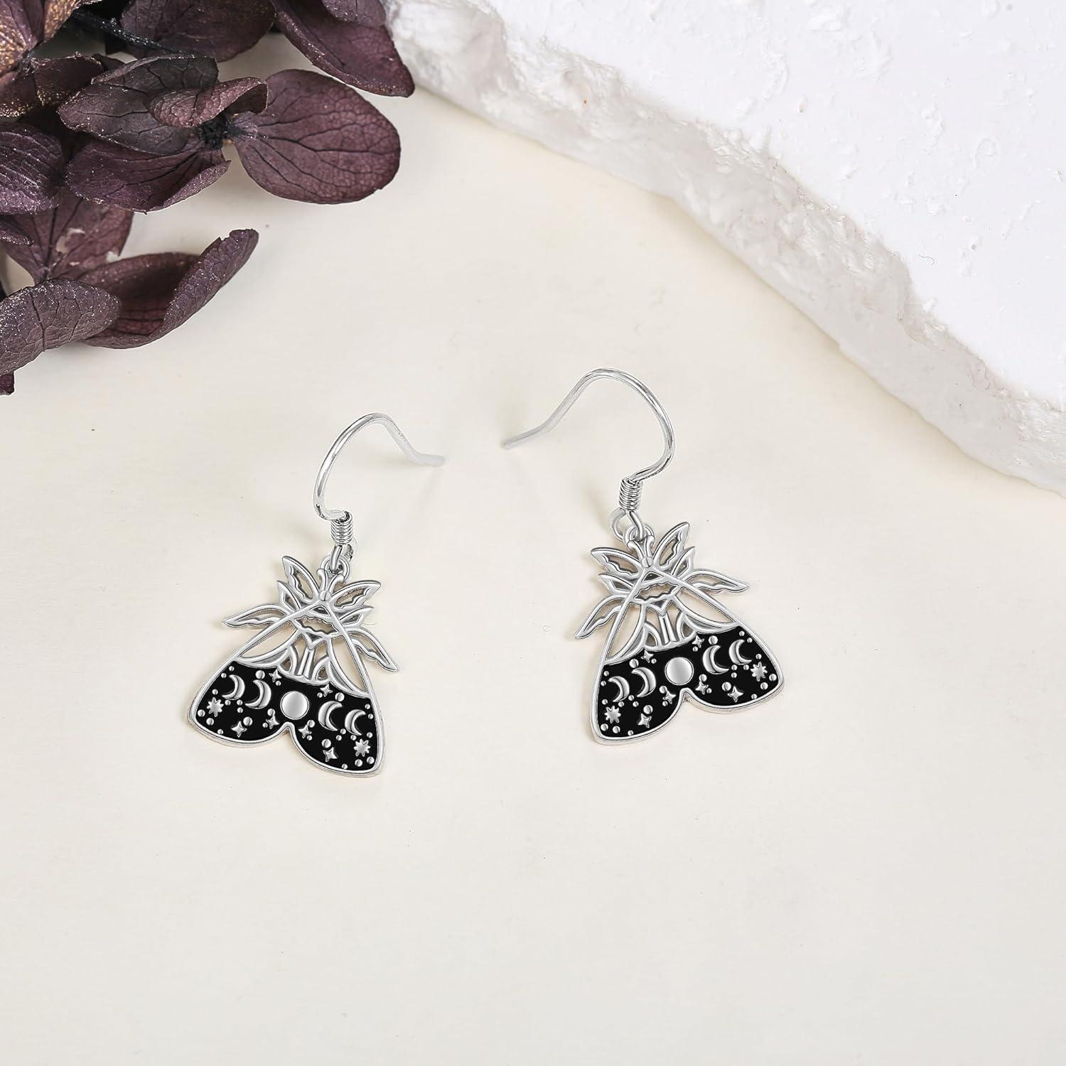 925 Sterling Silber Luna Motten Dangle Ohrringe für Frauen - Mond