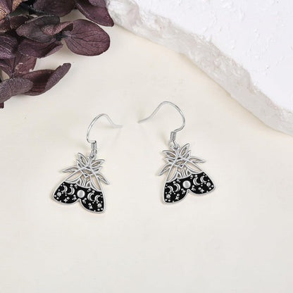 925 Sterling Silber Luna Motten Dangle Ohrringe für Frauen - Mond