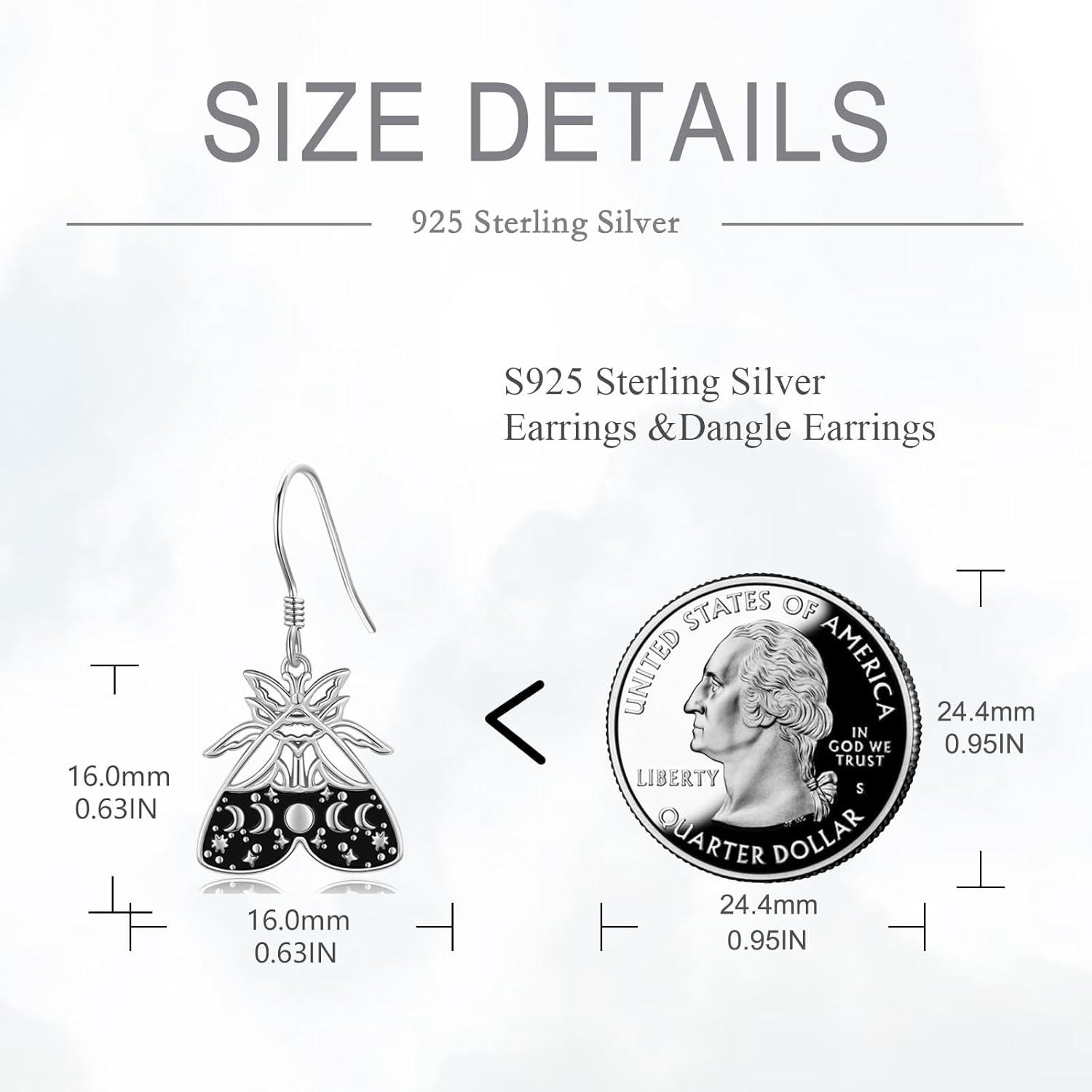 Motten Ohrringe 925 Sterling Silber Dangle Drop mond Schmuck für