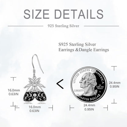 Motten Ohrringe 925 Sterling Silber Dangle Drop mond Schmuck für